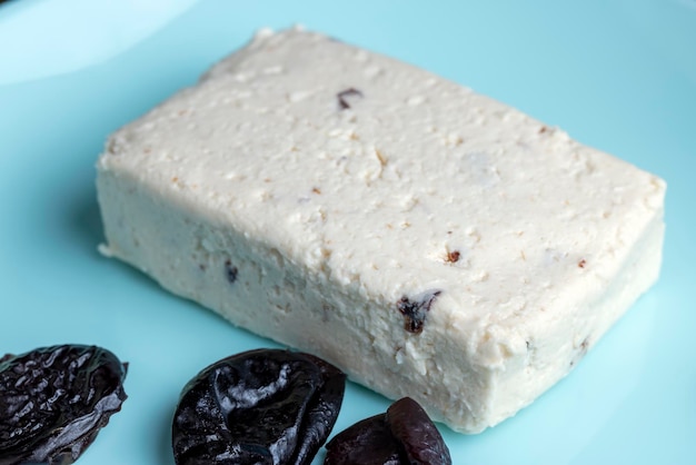 Sweet cottage cheese with the addition of prune slices dairy products with the addition of dried plum fruits