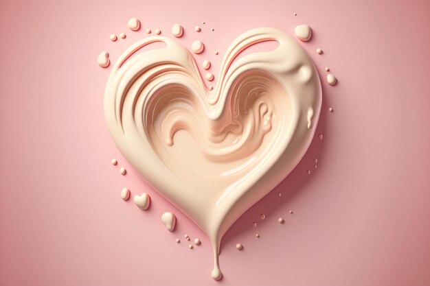 Sweet cremy milky pink heart on a pink background