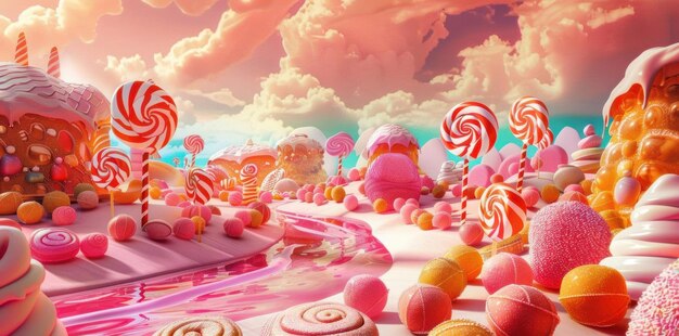 Photo sweet delights colorful and whimsical candyland concept