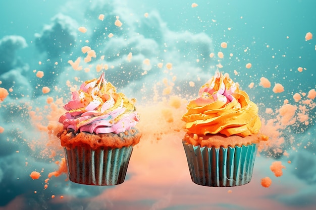 Sweet Delights Macro Cupcakes in a Sweet Can with Cloud transparent background PNG PSD