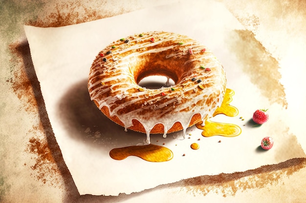 Sweet dessert crispy donut on paper