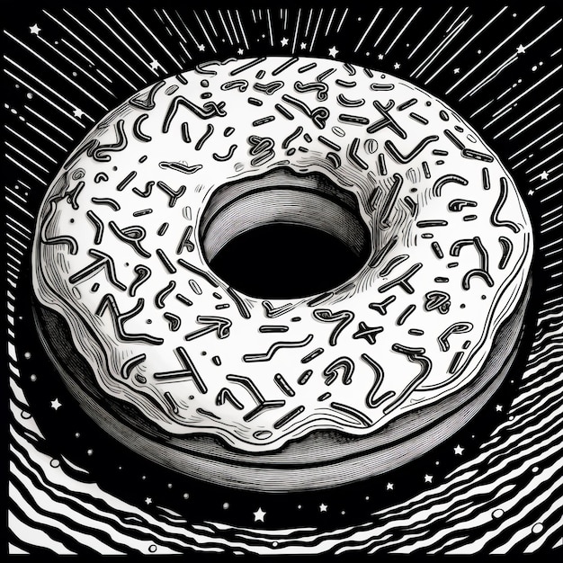 Sweet donut comic book illustration on abstract background