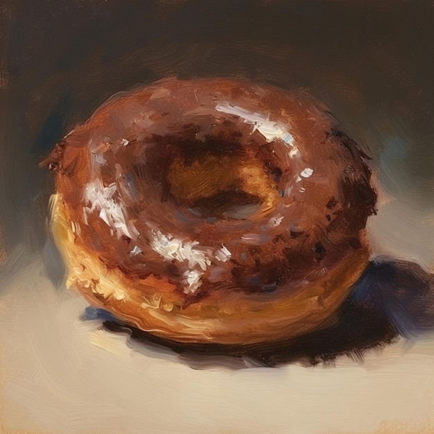 Sweet donut oil painting on abstract background