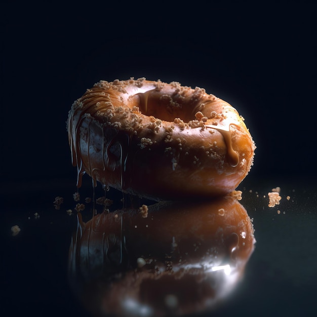 Sweet donut photorealistic illustration on abstract background