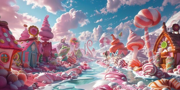 Photo sweet dreams colorful and vibrant candy land fantasy concept