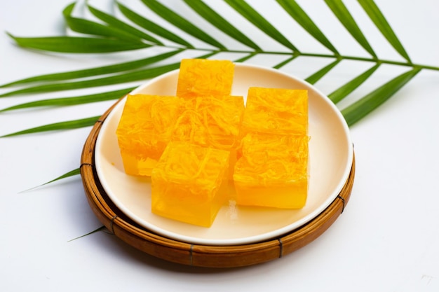 Sweet egg floss jelly Thai dessert