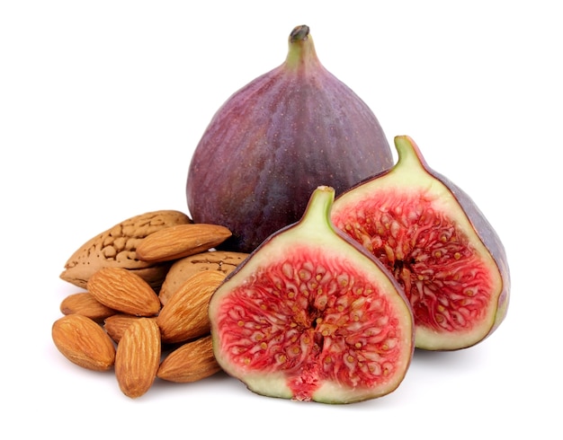 Sweet figs with nuts close up