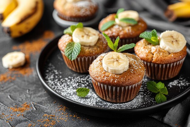 Sweet and Fresh Banana Muffins Delicious Baked Dessert for Bakery and Breakfast