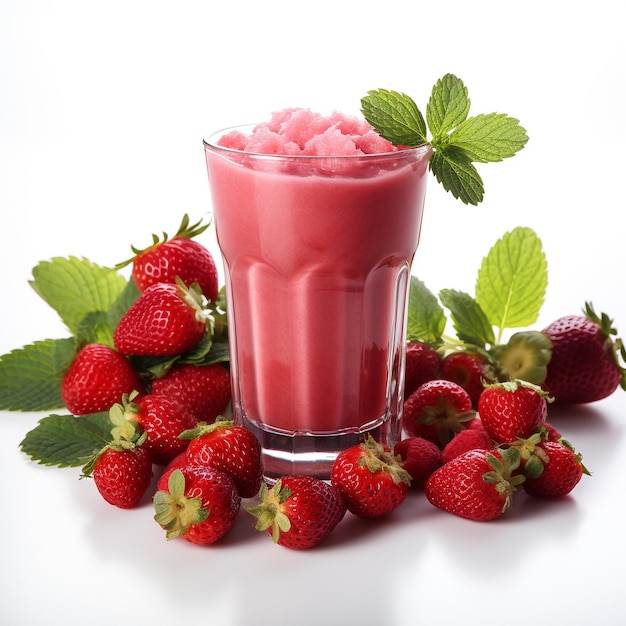 Sweet and fresh red strawberry smoothie