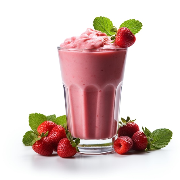 Sweet and fresh red strawberry smoothie