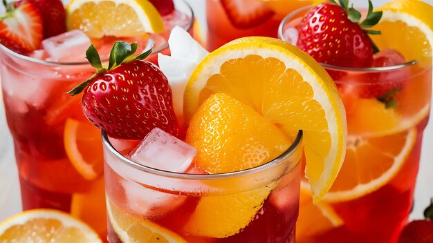 Sweet fruits beverage strawberry soda and orange soda cold drink vitamin fruit tasty drinks