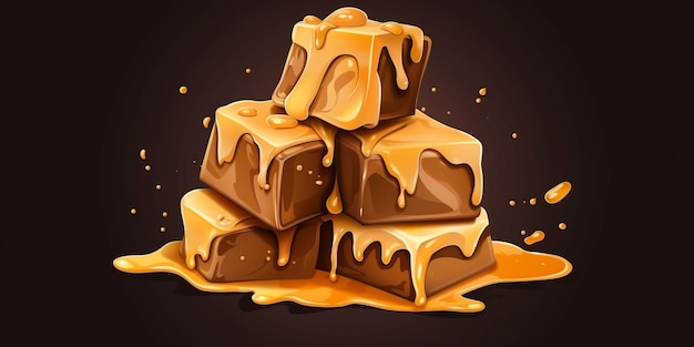 Sweet Fudge Candy Horizontal Trendy Illustration