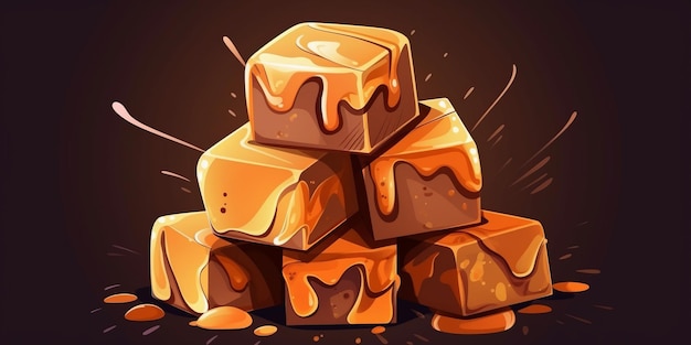 Sweet Fudge Candy Horizontal Trendy Illustration