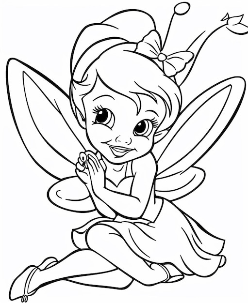 sweet girl line art bear coloring page illustration