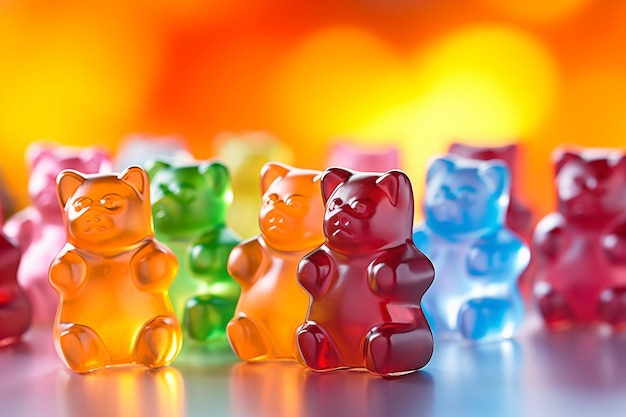 Sweet gummy bears different colors Generative AI