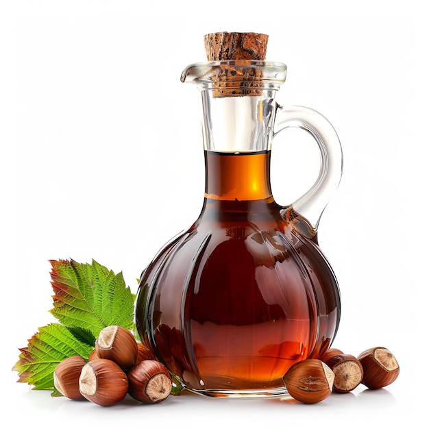 Photo sweet hazelnut syrup isolated on white background