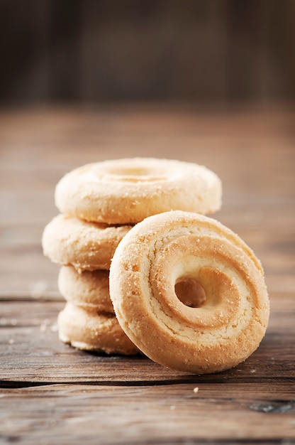 Sweet healthy cookies on wooden table