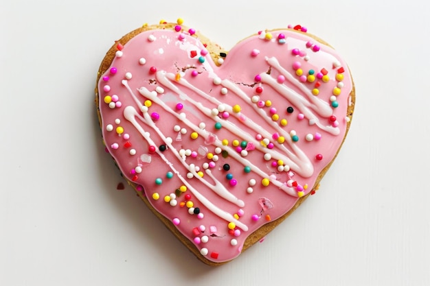 Photo sweet heartshaped cookie with sprinkles