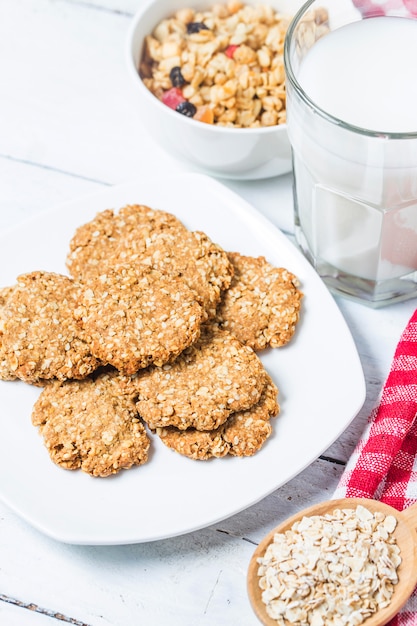 sweet homemade cookie with oat flakes