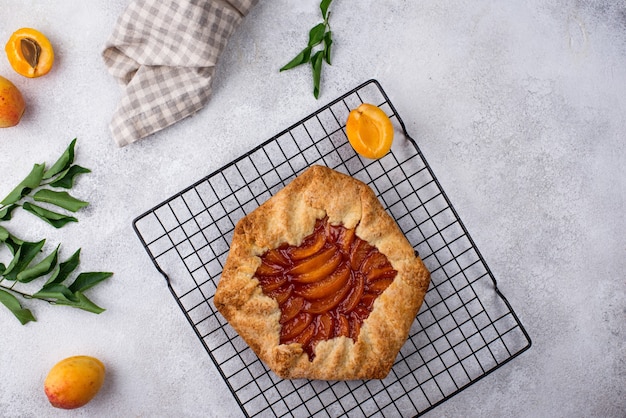 Sweet homemade galette pie with apricots