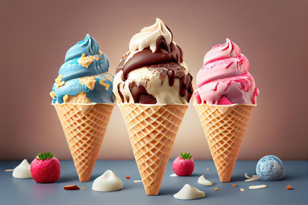 Sweet homemade ice cream Generative Ai