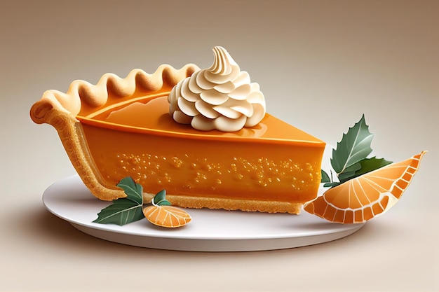 Sweet Homemade Thanksgiving Pumpkin Pie Ready to Eat Illustration Generative AI