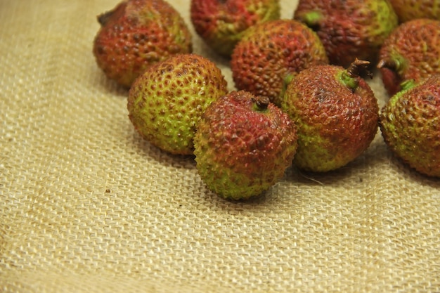 Sweet honey lychee fruit on white