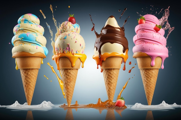 Sweet ice cream Illustration AI Generative