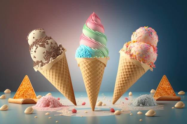 Sweet ice cream Illustration AI Generative