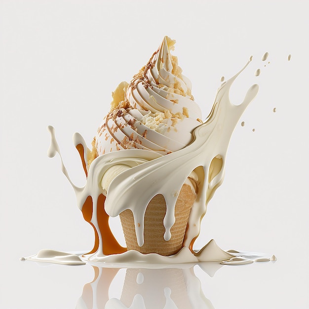 Sweet Ice Cream Illustration Generative AI