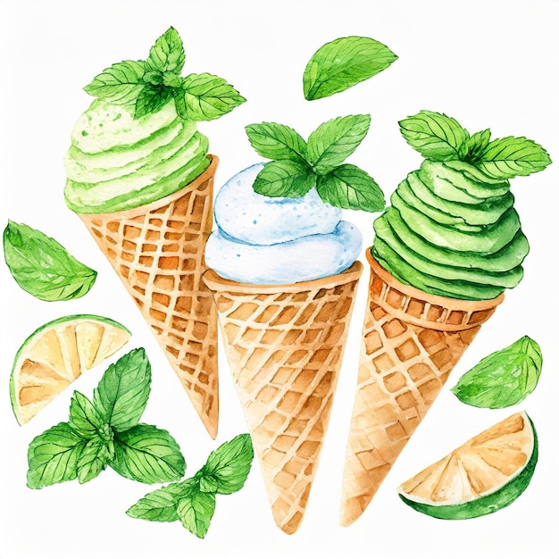 Sweet ice cream Summer refreshment frozen icecream Milk dessert favor cool product Cartoon for print