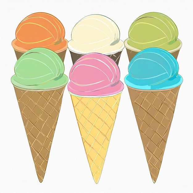 Sweet ice cream Summer refreshment frozen icecream Milk dessert favor cool product Cartoon for print