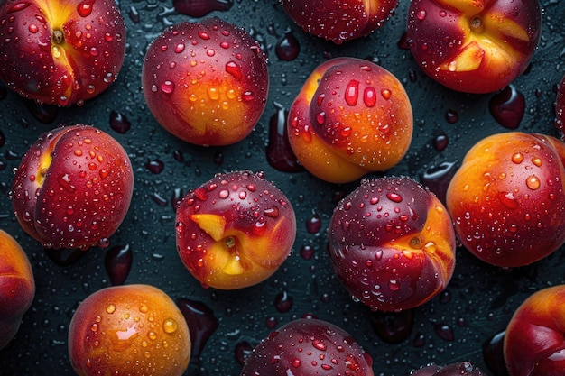 Photo sweet and juicy peaches on a black background