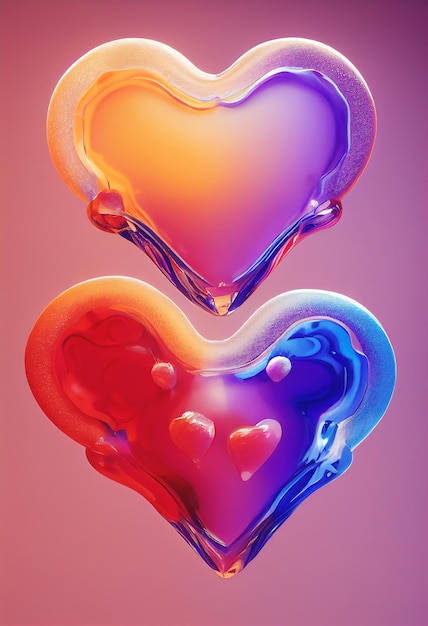 Sweet liquid pink jelly or lollipop in heart shape, digital illustration