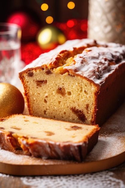 sweet loaf cake classic recipe decorated with sugar icing AI Generated