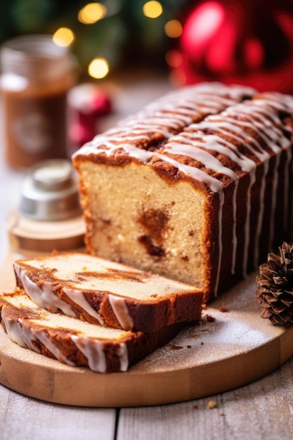 sweet loaf cake classic recipe decorated with sugar icing AI Generated