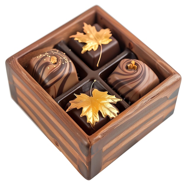 Photo sweet maple chocolate with milk chocolate base and golden maple sw creative object on clean bg