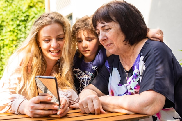 Sweet moment spent together concept Three generations of women together