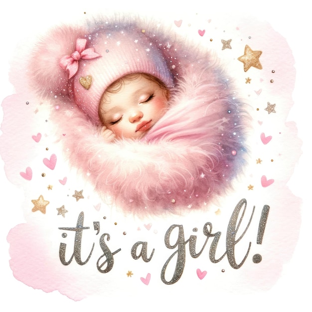 Sweet Newborn Girl in Pink Blanket