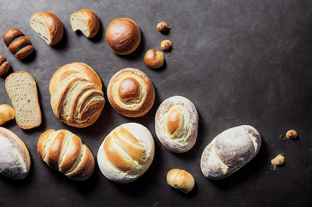 Sweet pastries french rolls for breakfast baked bread