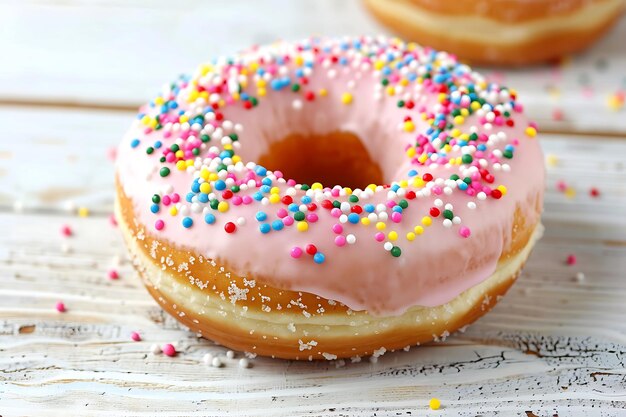 Sweet pastry donut with pink icing