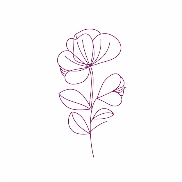 Photo sweet pea flower line art