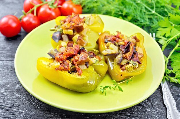 Sweet pepper stuffed with mushrooms