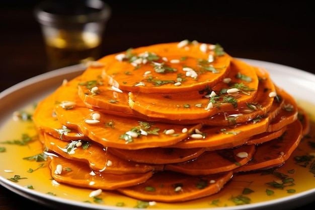 Sweet Potato Carpaccio with Maple Syrup Carpaccio food image photography