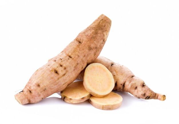 Sweet potato on white background