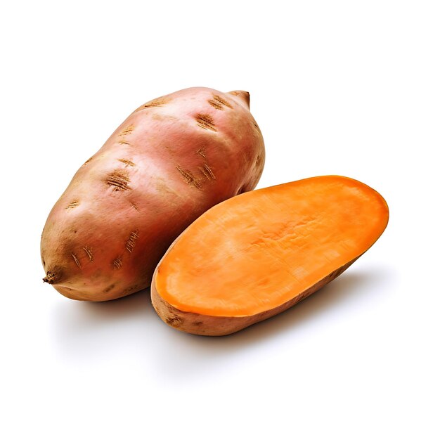 Sweet potato on white background