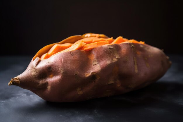 A sweet potato with the word sweet on it