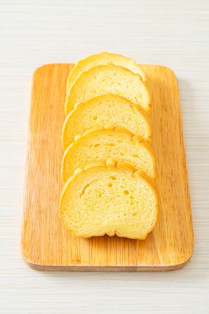 sweet potatoes bread sliced on wood board