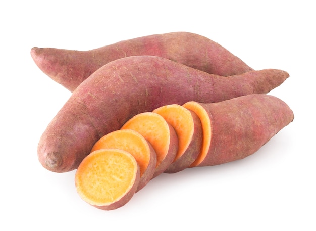 Sweet potatoes isolated on white background