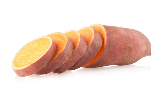 Sweet potatoes isolated on white background